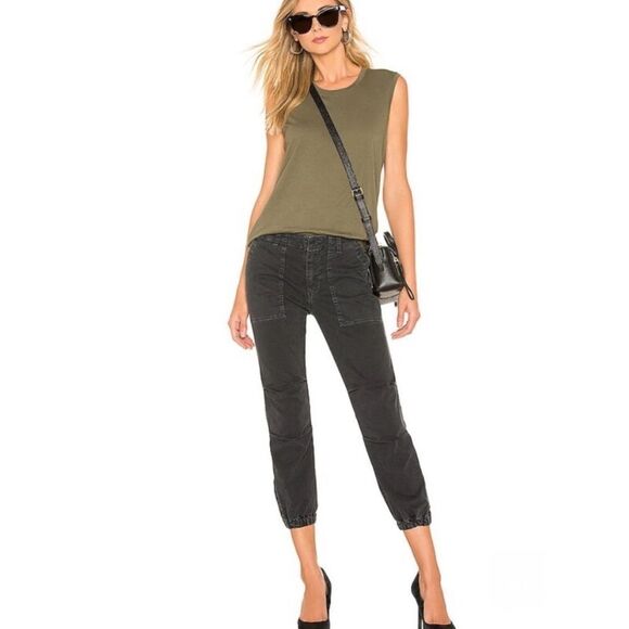 Nili Lotan Cropped Military Jogger Ankle Zipper Charcoal Black Pants- Size 0 - Picture 1 of 12